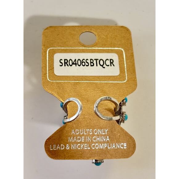 Teardrop Crystal Statement Ring with Turquoise Bead Accents - Picture 4 of 4